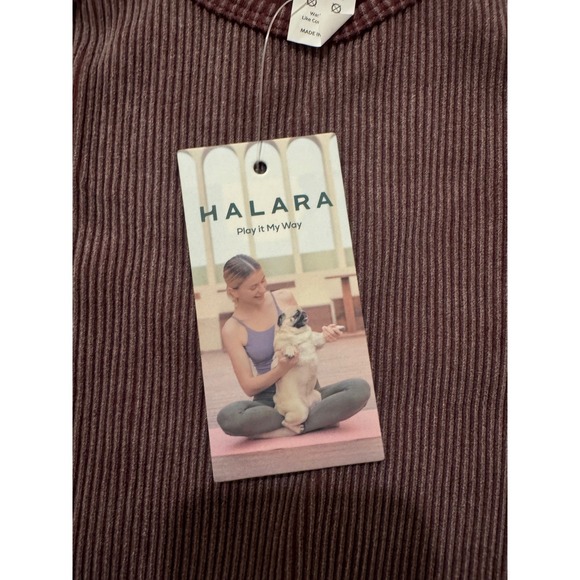 Halara Ribbed High Neck Crop Tank Top XS NWT Mauve - Picture 2 of 5